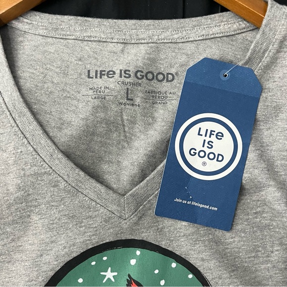 Life Is Good Long Sleeve Cardinal Snow Glove Christmas Tee NWT B - Picture 5 of 8